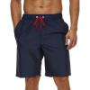 imageSILKWORLD Mens Swimming Trunks Bathing Suit Athletic Swimwear with PocketsNavyRed DrawstringLarge