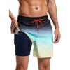 imageSILKWORLD Mens Swimwear WaterResistant Swim Trunks Summer Beach Shorts Quick Dry Bathing Suits with Zippered Pockets and Compression Lining Blue Yellow Gradient XLarge