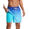 imageSILKWORLD Mens Compression Lined Swim Trunks WaterResistant Swimming Shorts Bathing Suits  Quick Dry ampamp Zipper Pockets Blue Fish Medium