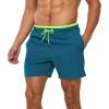imageSILKWORLD Mens Swim Shorts Fashion Beach Surfing Swimwear with Mesh LiningFluorescent Green ampamp TurquoiseXSmall