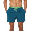 imageSILKWORLD Mens Swim Shorts Fashion Beach Surfing Swimwear with Mesh LiningFluorescent Green ampamp TurquoiseXSmall