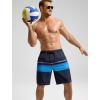 imageSILKWORLD Mens Swim Trunks 9 Inch Swimsuit with Compression Liner Quick Dry Swimming Surf Bathing Suits Stripe Black ampamp Blue Stripes Medium