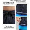 imageSILKWORLD Mens Swim Trunks 9 Inch Swimsuit with Compression Liner Quick Dry Swimming Surf Bathing Suits Stripe Black ampamp Blue Stripes Medium