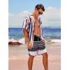 imageSILKWORLD Mens Swim Trunks Front Zipper Fly Quick Dry Beach Shorts with Compression Liner and Back Zipper PocketsBlack White Stripe