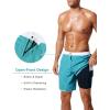 imageSILKWORLD Mens Swim Trunks Front Zipper Fly Quick Dry Beach Shorts with Compression Liner and Back Zipper PocketsDark Green