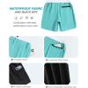 imageSILKWORLD Mens Swim Trunks Front Zipper Fly Quick Dry Beach Shorts with Compression Liner and Back Zipper PocketsLake Green