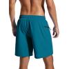 imageSILKWORLD Mens Swim Trunks with Compression Liner Quick Dry Swimsuits 7 Inch Bathing Suit for Men Peacock Blue Solid Color Small