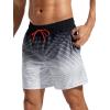 imageSILKWORLD Mens Swimming Trunks Quick Dry Swimsuit Fashion Bathing Suits Stretchy Swim Shorts with Boxer Brief Lined and Zip PocketsBlack Grey GradientSmall