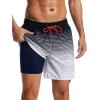 imageSILKWORLD Mens Swimming Trunks Quick Dry Swimsuit Fashion Bathing Suits Stretchy Swim Shorts with Boxer Brief Lined and Zip PocketsBlack Grey GradientSmall