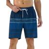 imageSILKWORLD Quick Dry Mens Swim Trunks with Compression Liner 7quot Mens Bathing Suits with Zip Pockets9ablue Stripes