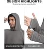 imageSILKWORLD UPF 50 Fishing Shirts for Men Long Sleeve Sun Protection Hoodie UV SPF Rash Guard Workout Swim ShirtsCharcoal Grey