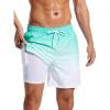 imageSILKWORLD Mens 5 Inch Swim Trunks New 2023 Bathing Suit Quick Dry Swimming Shorts with Compression Liner and Zipper PocketsGreen White GradientLarge