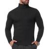 imageSILKWORLD Mens Slim Fit Turtleneck Sweater Knitted Twisted Pullover Casual Long Sleeves Basic TopBlack