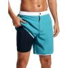 imageSILKWORLD Mens Swim Trunks Front Zipper Fly Quick Dry Beach Shorts with Compression Liner and Back Zipper PocketsDark Green