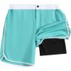imageSILKWORLD Mens Swim Trunks Front Zipper Fly Quick Dry Beach Shorts with Compression Liner and Back Zipper PocketsLake Green