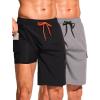 imageSILKWORLD Mens Swim Trunks with Compression Liner 9 Inch Bathing Suits with Cargo PocketsBlackGrey Large
