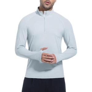 imageSILKWORLD Mens Quick Dry UPF 50 Sun Protection Shirts Long Sleeve Rash Guard with Thumb Hole Athletic Pullover ShirtGray