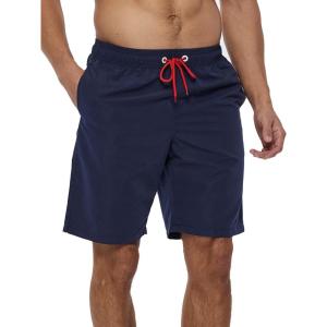 imageSILKWORLD Mens Swim Shorts Quick Dry Sports Beach Shorts with PocketsNavyXSmall
