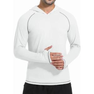 imageSILKWORLD UPF 50 Fishing Shirts for Men Long Sleeve Sun Protection Hoodie UV SPF Rash Guard Workout Swim ShirtsBeige