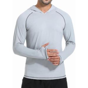 imageSILKWORLD UPF 50 Fishing Shirts for Men Long Sleeve Sun Protection Hoodie UV SPF Rash Guard Workout Swim ShirtsDark Grey