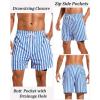 imageSILKWORLD Mens Swim Trunks with Compression Liner 2 in 1 Quick Dry Bathing Suit Beach Shorts with Zipper PocketsBluewhite Vertical Stripes