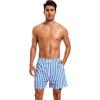 imageSILKWORLD Mens Swim Trunks with Compression Liner 2 in 1 Quick Dry Bathing Suit Beach Shorts with Zipper PocketsBluewhite Vertical Stripes