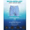 imageSILKWORLD Mens Swim Trunks with Compression Liner 2 in 1 Quick Dry Bathing Suit Beach Shorts with Zipper PocketsBluewhite Vertical Stripes
