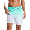 imageSILKWORLD Mens Swim Trunks with Compression Liner 2 in 1 Quick Dry Bathing Suit Beach Shorts with Zipper PocketsZ5inchGreen White