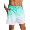 imageSILKWORLD Mens Swim Trunks with Compression Liner 2 in 1 Quick Dry Bathing Suit Beach Shorts with Zipper PocketsZ5inchGreen White