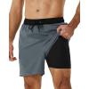 imageSILKWORLD Mens Swim Trunks with Compression Liner Quick Dry Swimsuit Shorts