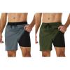 imageSILKWORLD Mens Swim Trunks with Compression Liner Quick Dry Swimsuit Shorts