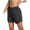 imageSILKWORLD Womens 5 Swim Board Shorts 2 in 1 High Waisted Quick Dry Summer Swimming Swimsuit Bottoms with Zipper PocketBlack