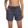 imageSILKWORLD Womens 5 Swim Board Shorts 2 in 1 High Waisted Quick Dry Summer Swimming Swimsuit Bottoms with Zipper PocketDark Grey