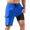 imageSILKWORLD Mens Swim Trunks with Compression Liner QuickDry 10quot Stretch Beach ShortsDeep Blue