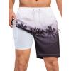 imageSILKWORLD Mens Swim Trunks Quick Dry Swimming Shorts with Compression Liner and Zipper Pockets7White Black Coconut Tree