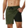imageSILKWORLD Mens Swim Trunks with Compression Liner Quick Dry Board Shorts Swimwear