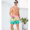 imageSILKWORLD Mens Swim Trunks 2 in 1 Quick Dry Bathing Suit with Compression Liner Beach Shorts with Zipper PocketsPink Coconut Tree