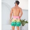 imageSILKWORLD Mens Swim Trunks 2 in 1 Quick Dry Bathing Suit with Compression Liner Beach Shorts with Zipper PocketsPink Coconut Tree