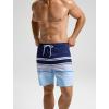 imageSILKWORLD Mens Swim Trunks Quick Dry Compression Liner 2 in 1 Shorts Men SwimsuitNavy White Stripes