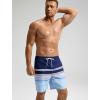 imageSILKWORLD Mens Swim Trunks Quick Dry Compression Liner 2 in 1 Shorts Men SwimsuitNavy White Stripes