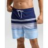 imageSILKWORLD Mens Swim Trunks Quick Dry Compression Liner 2 in 1 Shorts Men SwimsuitNavy White Stripes
