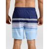 imageSILKWORLD Mens Swim Trunks Quick Dry Compression Liner 2 in 1 Shorts Men SwimsuitNavy White Stripes