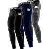 imageSILKWORLD Mens 13 Pack Compression Pants Pockets Cool Dry Gym Leggings Baselayer Running TightsA15black gray dark Navy3pOrd