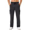 imageSILKWORLD Mens Cargo Sweatpants Casual Joggers Open Bottom Sweat Pant Baggy Cotton Athletic Pants with Zipper PocketsCharcoal