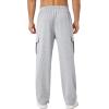imageSILKWORLD Mens Cargo Sweatpants Casual Joggers Open Bottom Sweat Pant Baggy Cotton Athletic Pants with Zipper PocketsLight Grey