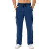 imageSILKWORLD Mens Cargo Sweatpants Casual Joggers Open Bottom Sweat Pant Baggy Cotton Athletic Pants with Zipper PocketsNavy Blue