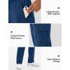imageSILKWORLD Mens Cargo Sweatpants Casual Joggers Open Bottom Sweat Pant Baggy Cotton Athletic Pants with Zipper PocketsNavy Blue