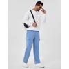 imageSILKWORLD Mens Sweatpants Cargo Pants Open Bottom Casual Athletic Gym Lounge Joggers with Zipper PocketsBlue