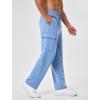 imageSILKWORLD Mens Sweatpants Cargo Pants Open Bottom Casual Athletic Gym Lounge Joggers with Zipper PocketsBlue
