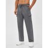 imageSILKWORLD Mens Sweatpants Cargo Pants Open Bottom Casual Athletic Gym Lounge Joggers with Zipper PocketsDark Heather Grey
